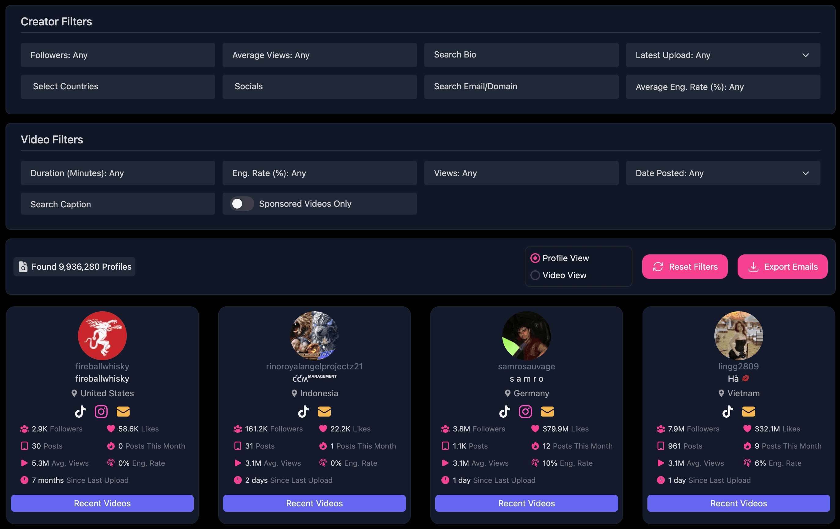 SeekSocial Dashboard